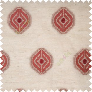 Orange maroon brown color traditional designs circles texture finished polyester transparent base fabric sheer curtain